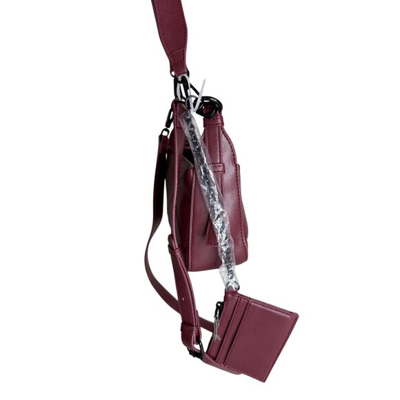 STEVE MADDEN Burgundy Crossbody Handbag Quilted Top-Handle Purse/ Credit Card Wa - Picture 8 of 8